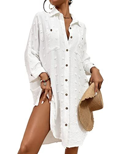 Bsubseach Swiss Dot Button-Down Swim Coverup
