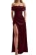 Memoriesea Off-Shoulder High-Split Maxi Dress