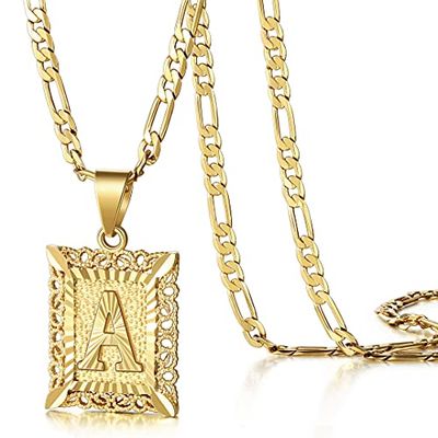 KissYan 14K Gold-Plated Square Initial Necklace