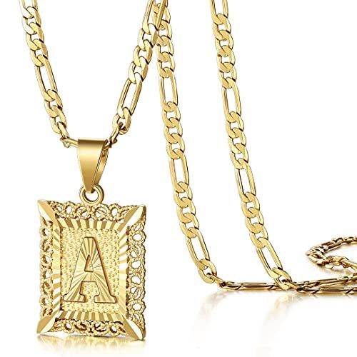 KissYan 14K Gold-Plated Square Initial Necklace