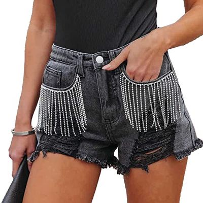 SPSHODOW High Rise Ripped Denim Shorts