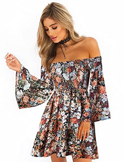 ONEYIM Floral Off-Shoulder Mini Dress