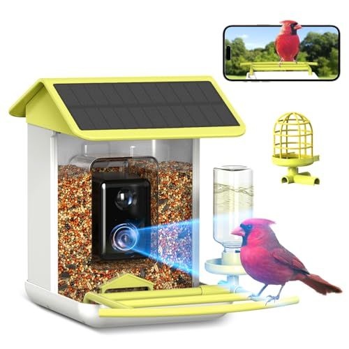 BROAIMX Bird Feeder with Camera, Yellow