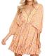 R.Vivimos Floral V-Neck Boho Swing Mini Dress