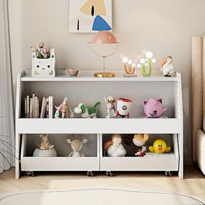COZPAW 2-Tier Montessori Toy Storage Shelf with Bins