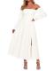 AUMORA Off-Shoulder Long Sleeve Boho Maxi Dress, White