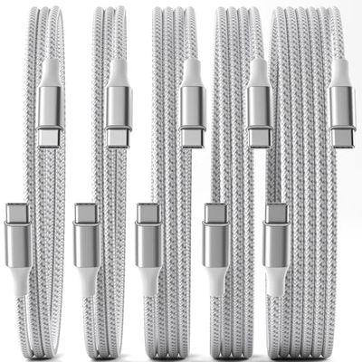 SwaggWood USB-C to USB-C Cable, 5 Pack (3/3/6/6/10 ft), Grey