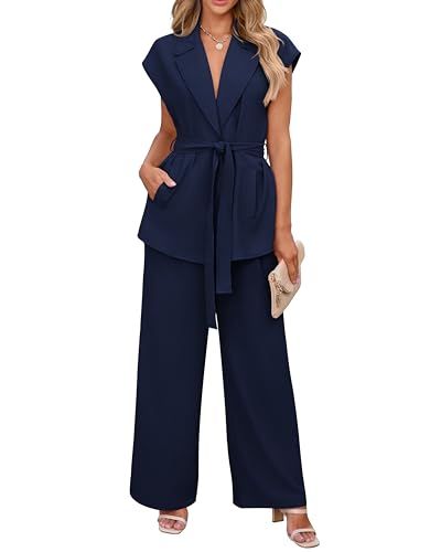 PRETTYGARDEN 2-Piece Blazer Vest & Wide-Leg Pant Set