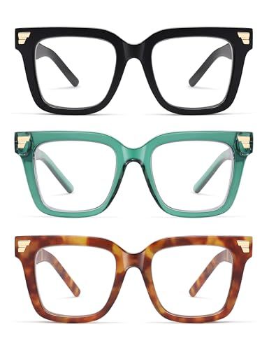 AMOMOMA 3-Pack Oversized Square Blue Light Readers
