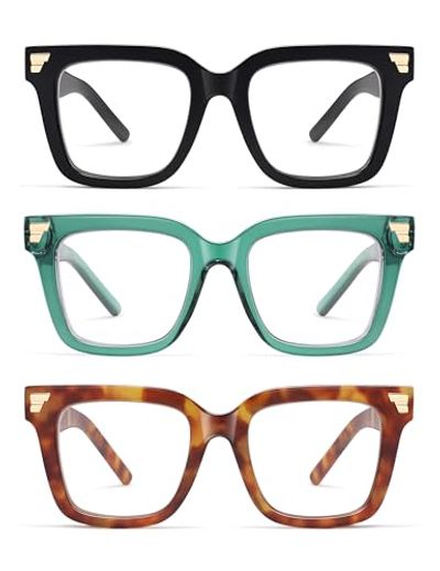 AMOMOMA 3-Pack Oversized Square Blue Light Readers