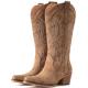 IUV Women's Western Cowgirl Boots, Mid Calf Snip Toe