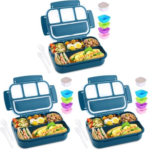 Shell and Turtle Bento Box Lunch Box, Navy (Pack of 3)