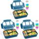 Shell and Turtle Bento Box Lunch Box, Navy (Pack of 3)