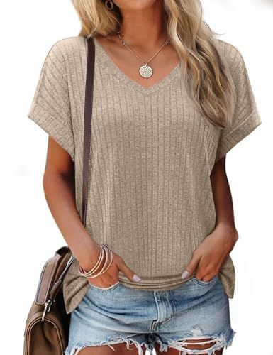 JUSTFASHIONNOW V-Neck Dolman Sleeve Side-Split Top