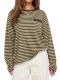 AUMORA Women's Oversized Striped Long Sleeve Crew Neck T-Shirt, Brown