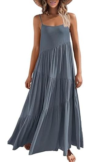 ECOWISH Boho Tiered Spaghetti Strap Maxi Dress