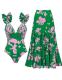 FLAXMAKER Ruffle One-Piece Swimsuit with Skirt/Sarong