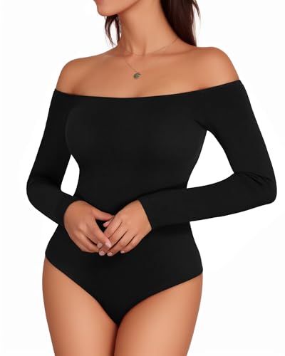 MANGOPOP Off-the-Shoulder Long Sleeve Bodysuit