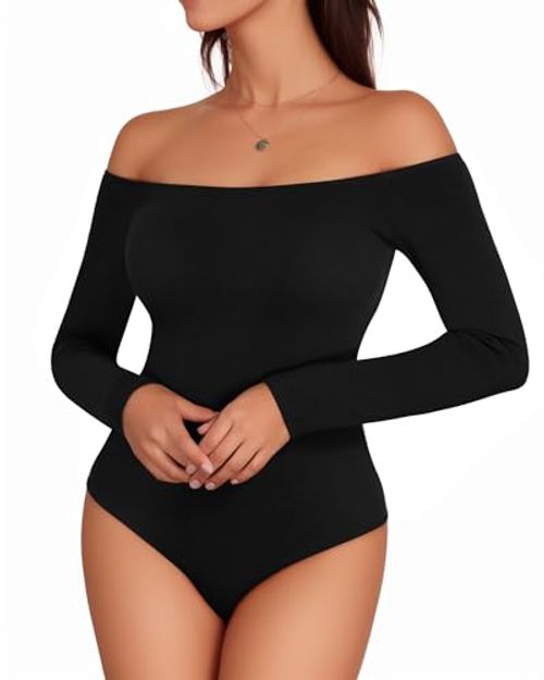 MANGOPOP Off-the-Shoulder Long Sleeve Bodysuit