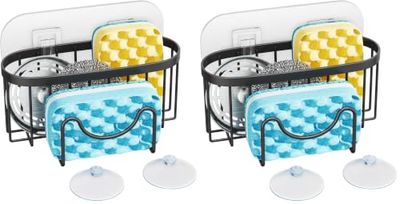 HapiRm Stainless Steel Sink Caddy Organizer, Black (Pack of 2)