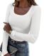 Zeagoo Cropped Scoop Neck Long Sleeve Blouse