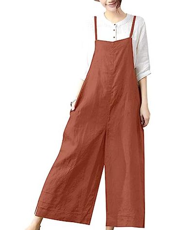YESNO Wide Leg Cotton Boyfriend Bib Overalls