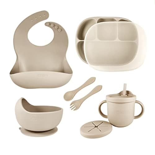 Littlesol Baby Led Weaning Silicone Feeding Set, Beige