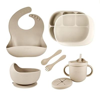 Littlesol Baby Led Weaning Silicone Feeding Set, Beige