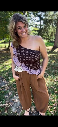 OYOANGLE Women's Paisley Off the Shoulder Ruffle Blouse