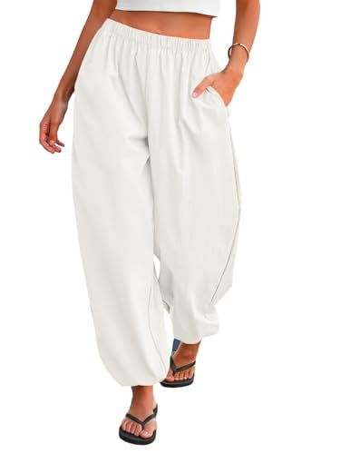 Tankaneo Balloon Wide-Leg Pants (White)
