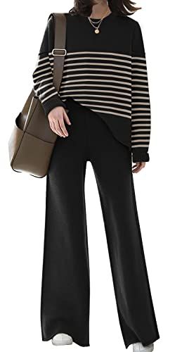 ETCYY 2-Piece Knit Lounge Set, Sweater & Wide-Leg Pants