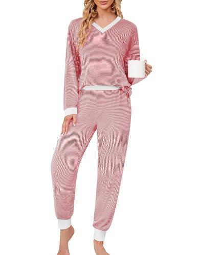 JustFashionNow Long Sleeve Striped Pajama Lounge Set