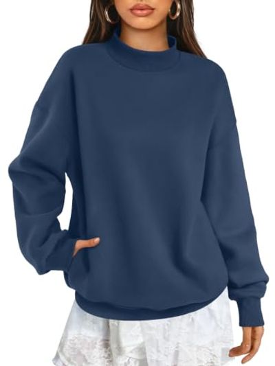 GKBK Women's Oversized Mock Neck Fleece Sweatshirt
