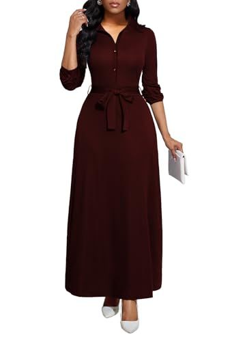 LaiyiVic V-Neck Button-Down Maxi Dress with Pockets