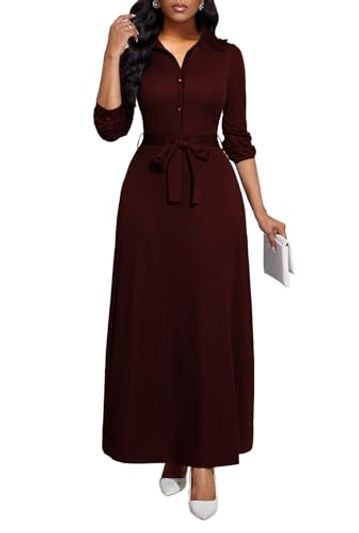 LaiyiVic V-Neck Button-Down Maxi Dress with Pockets