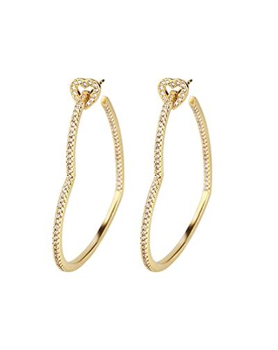CEYIYA Cubic Zirconia Heart Hoop Earrings