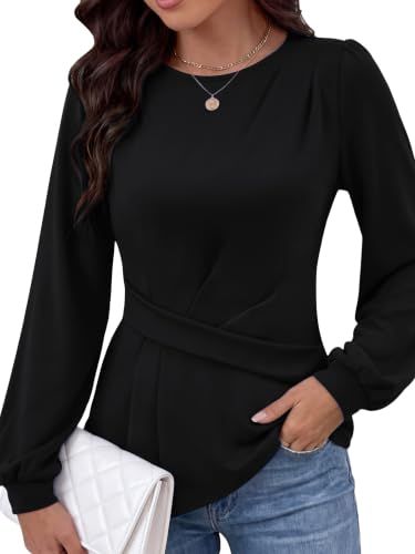 AUMORA Women's Long Sleeve Peplum Top