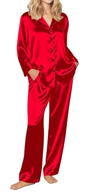 Ekouaer Christmas Satin Pajama Set