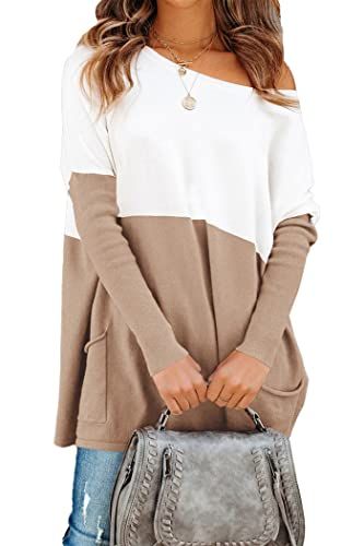 PRETTYGARDEN Off-Shoulder Color-Block Sweater