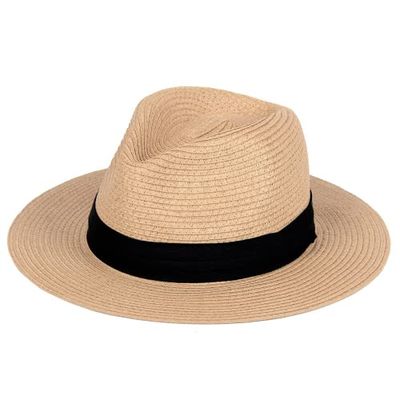 Panama Straw Sun Hat, Wide Brim Fedora UPF50+