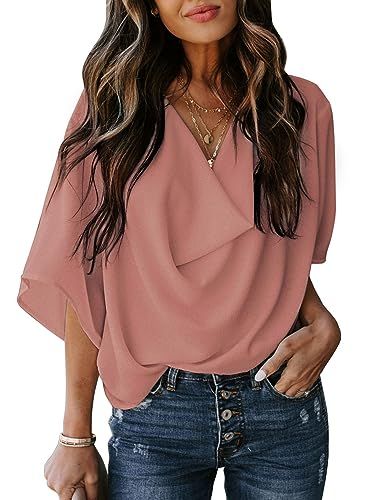 Dokotoo Short-Sleeve Wrap-Front V-Neck Chiffon Blouse