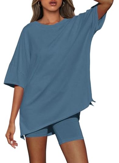 Nirovien Oversized V-Neck Short-Sleeve Split Tee