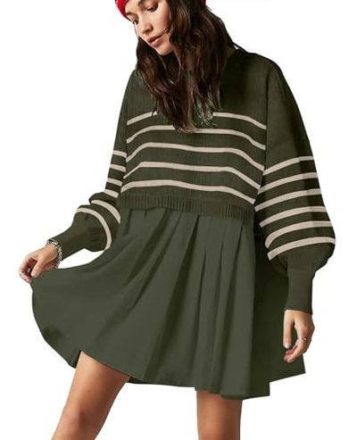 ETCYY Oversized Crewneck Sweater Mini Dress