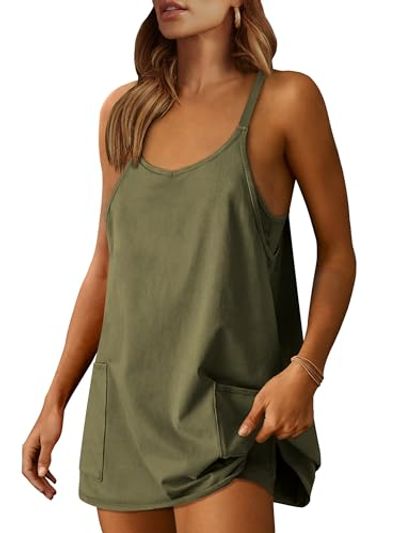 ANRABESS Athletic Tennis Dress with Built-In Shorts