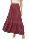CUPSHE Red Plaid Ruffled High-Rise Maxi Skirt