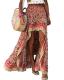 BTFBM Boho Floral Ruffle High-Low Maxi Skirt