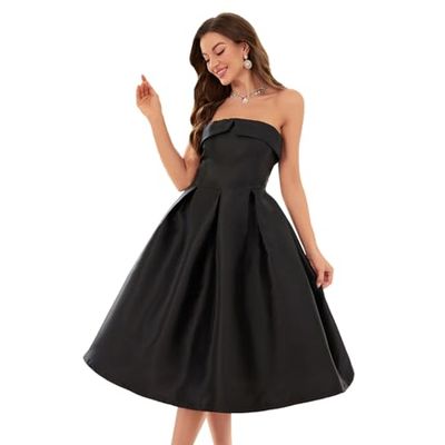 VICICSKY Strapless Satin Cocktail Party Dress
