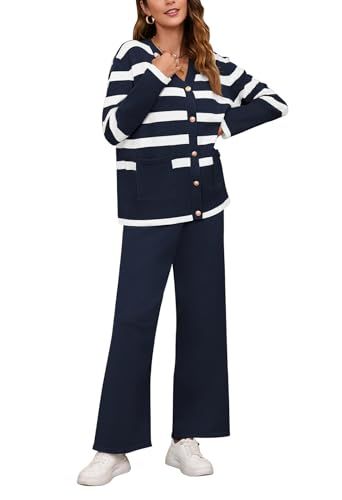 Viottiset 2-Piece Striped Sweatsuit Set, Wide-Leg