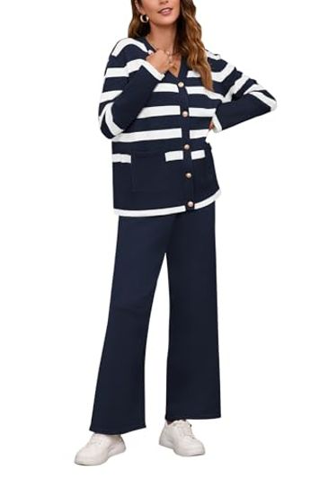 Viottiset 2-Piece Striped Sweatsuit Set, Wide-Leg