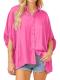 Imily Bela Oversized Silky Dolman Button-Down Blouse